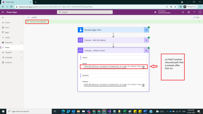 Usage of uriPath Function in Power Automate